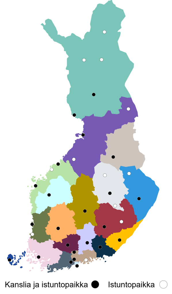Kartta käräjäoikeuksista