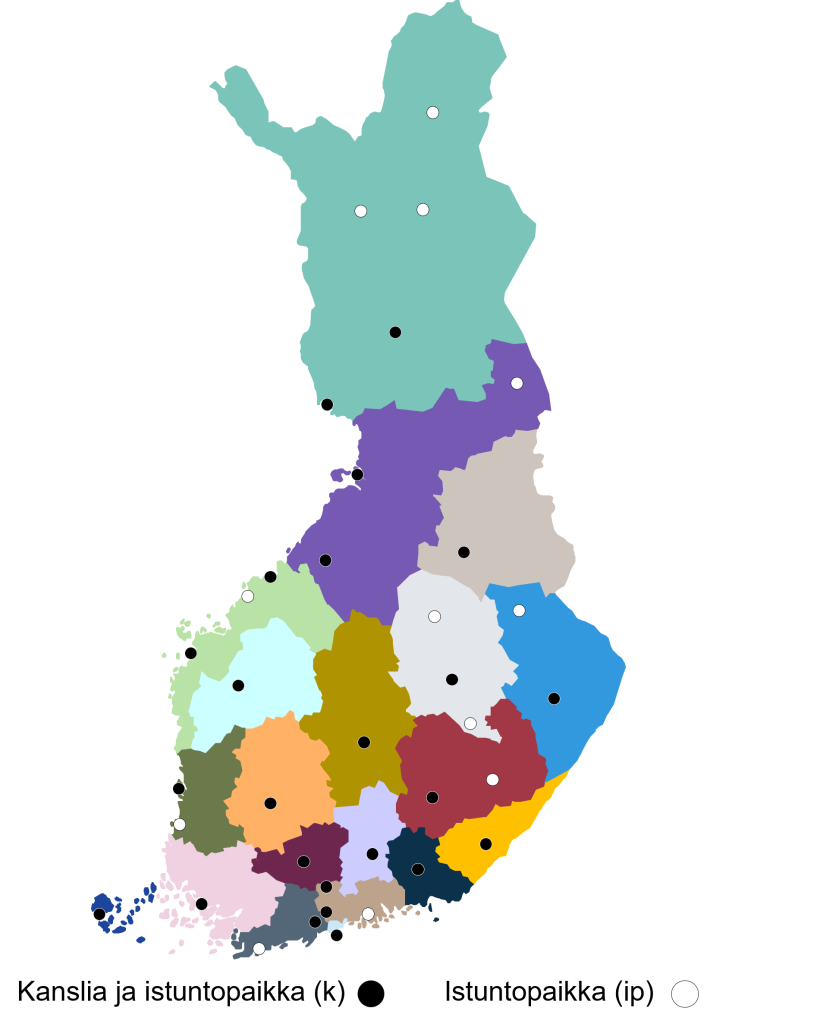 Kartta käräjäoikeuksista
